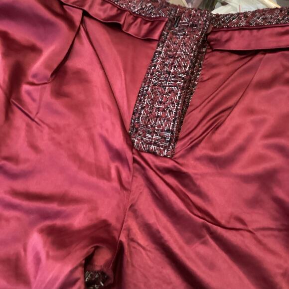 Vintage Benetton Burgundy Nubby Plaid Tweed Tapered Trousers 30 - Picture 7 of 7